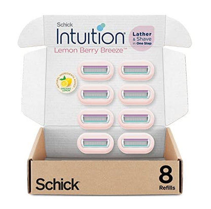Schick Intuition Refill Lemon Berry Breeze Razors for Women – 8 Count Razor Blades Refill with Organic Lemon Avelisse