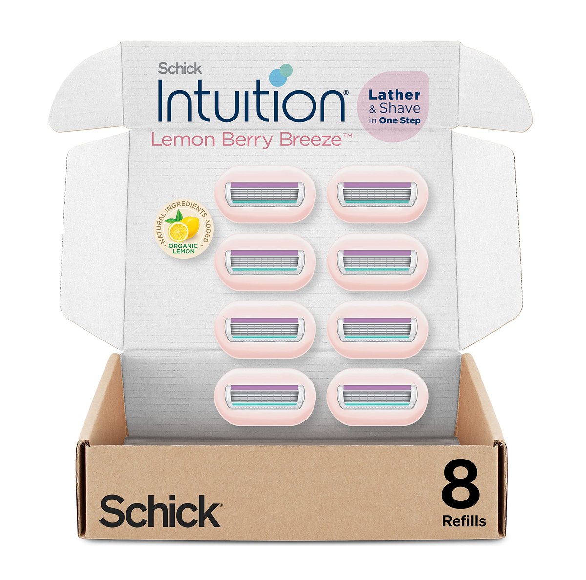 Schick Intuition Refill Lemon Berry Breeze Razors for Women – 8 Count Razor Blades Refill with Organic Lemon Avelisse