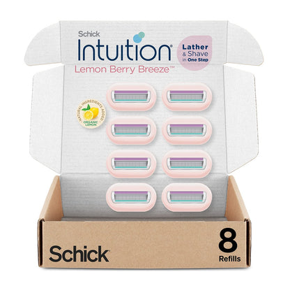 Schick Intuition Refill Lemon Berry Breeze Razors for Women – 8 Count Razor Blades Refill with Organic Lemon Avelisse