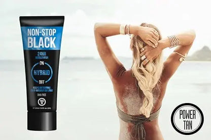 Power Tan Non-Stop Black Sunbed Tanning Accelerator DHA Free UV Sunbed Cream with Algotan-P 24-Hour Dark Tan Enhancer Tingle-Free Hybrid Formula for All Skin Types | 250 ml Avelisse