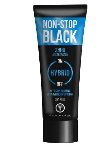 Power Tan Non-Stop Black Sunbed Tanning Accelerator DHA Free UV Sunbed Cream with Algotan-P 24-Hour Dark Tan Enhancer Tingle-Free Hybrid Formula for All Skin Types | 250 ml Avelisse