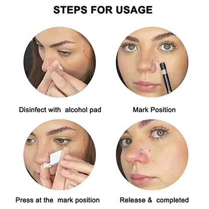Nose Piercing Kit - 2 Pack Disposable Self Piercing Gun with 10 Nose Rings, 20G White Crystal Cubic Zirconia