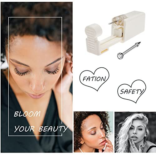 Nose Piercing Kit - 2 Pack Disposable Self Piercing Gun with 10 Nose Rings, 20G White Crystal Cubic Zirconia - görsel 9