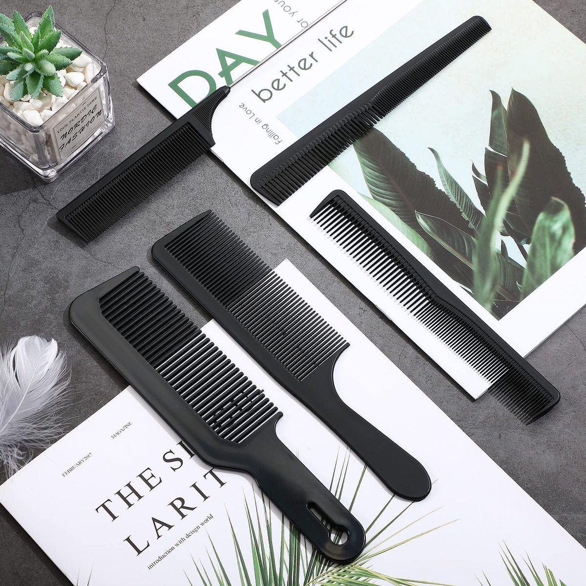 Patelai 5-Piece Carbon Fiber Hair Cutting Comb Set – Anti-Static, Heat Resistant Barber Combs for Men & Women - görsel 13