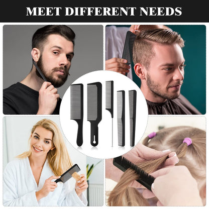 Patelai 5-Piece Carbon Fiber Hair Cutting Comb Set – Anti-Static, Heat Resistant Barber Combs for Men & Women