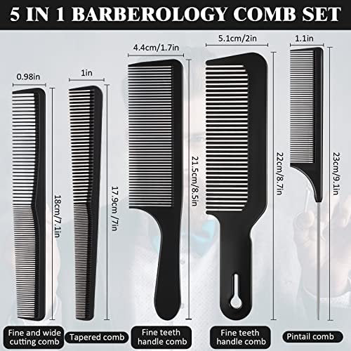 Patelai 5-Piece Carbon Fiber Hair Cutting Comb Set – Anti-Static, Heat Resistant Barber Combs for Men & Women - görsel 4