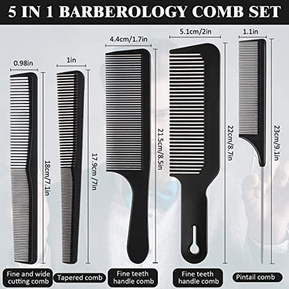 Patelai 5-Piece Carbon Fiber Hair Cutting Comb Set – Anti-Static, Heat Resistant Barber Combs for Men & Women