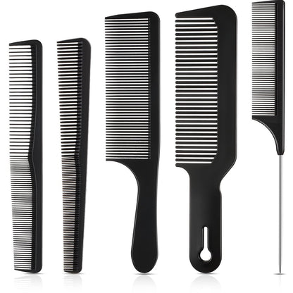 Patelai 5-Piece Carbon Fiber Hair Cutting Comb Set – Anti-Static, Heat Resistant Barber Combs for Men & Women