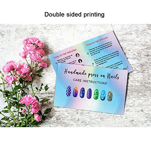 Press-On Nail Application & Aftercare Instructions Cards - 50 Pack, 2x3.5" Business Card Size - görsel 8
