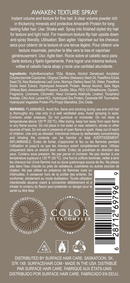 SURFACE Hair Awaken Texture Spray for Volumizing and Lifting Fine Hair, 4 fl. oz. Avelisse