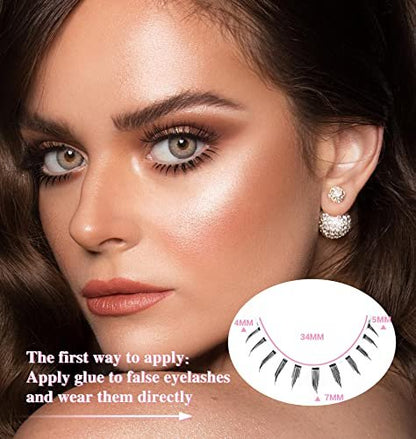 Wispy Natural Mink Lashes Bottom Lashes Clear Band DIY False Eyelashes Reusable Soft Handmade - Black Synthetic Fiber Avelisse