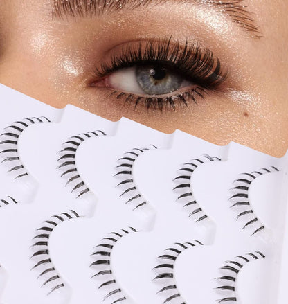 Wispy Natural Mink Lashes Bottom Lashes Clear Band DIY False Eyelashes Reusable Soft Handmade - Black Synthetic Fiber Avelisse