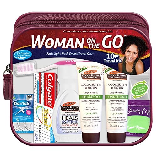 Women's Multicultural 10-Piece Grooming & Hygiene Travel Kit - Palmer's Travel-Size Hair & Body Products, Beige Avelisse
