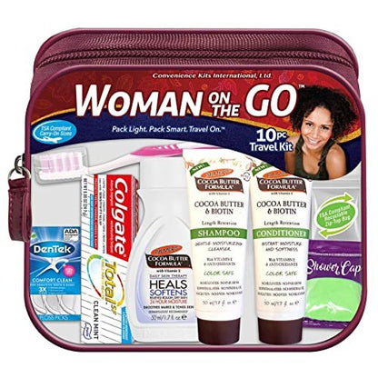 Women's Multicultural 10-Piece Grooming & Hygiene Travel Kit - Palmer's Travel-Size Hair & Body Products, Beige Avelisse