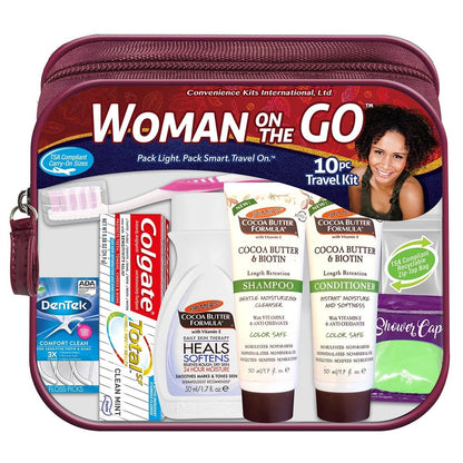 Women's Multicultural 10-Piece Grooming & Hygiene Travel Kit - Palmer's Travel-Size Hair & Body Products, Beige Avelisse