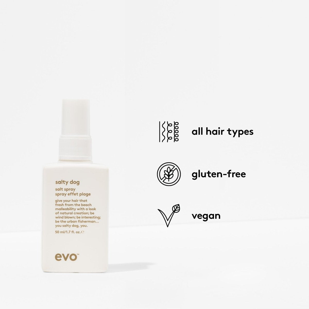 EVO Salty Dog Sea Salt Hair Spray - Beachy Texture & Volumizing Spray with Matte Finish, Travel Size 1.7 fl oz Avelisse