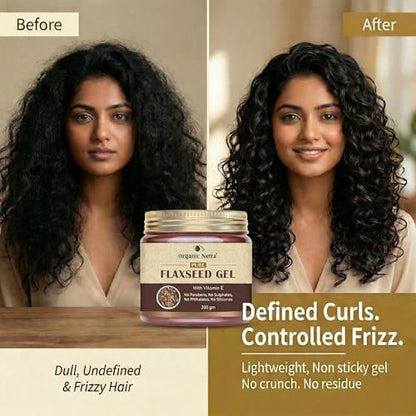 Organic Netra Pure Flaxseed Gel with Vitamin E for Hair & Skin - 7.05 oz - Strengthens & Nourishes, Reduces Fine Lines & Wrinkles, Safe for All Skin Types Avelisse