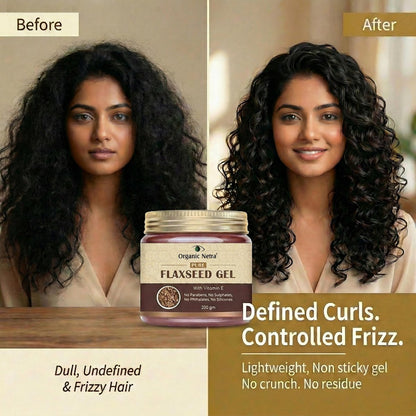 Organic Netra Pure Flaxseed Gel with Vitamin E for Hair & Skin - 7.05 oz - Strengthens & Nourishes, Reduces Fine Lines & Wrinkles, Safe for All Skin Types Avelisse