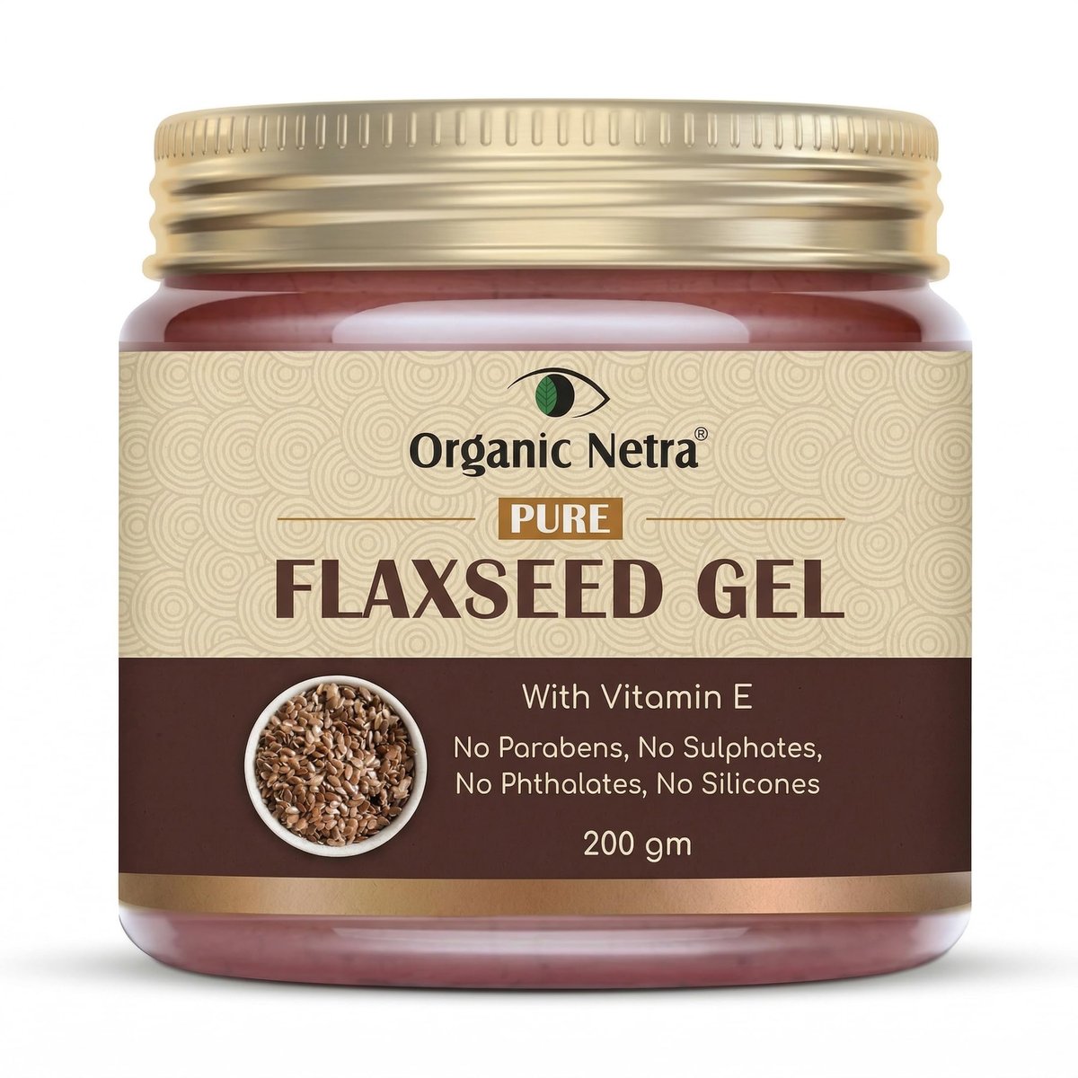 Organic Netra Pure Flaxseed Gel with Vitamin E for Hair & Skin - 7.05 oz - Strengthens & Nourishes, Reduces Fine Lines & Wrinkles, Safe for All Skin Types Avelisse