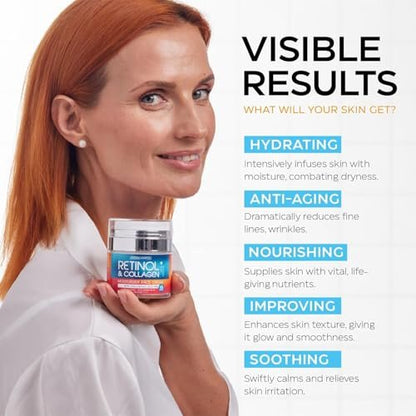 Retinol Cream for Face with Hyaluronic Acid - Anti-Aging Moisturizer for Women & Men, Reduces Wrinkles & Dryness, 1.85 oz Avelisse