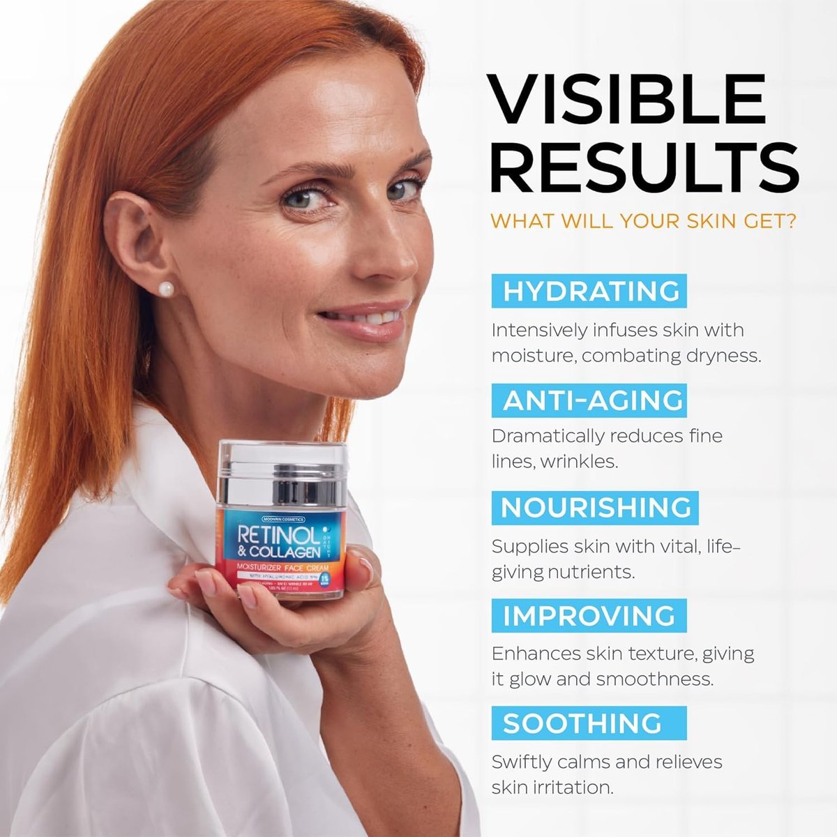 Retinol Cream for Face with Hyaluronic Acid - Anti-Aging Moisturizer for Women & Men, Reduces Wrinkles & Dryness, 1.85 oz Avelisse