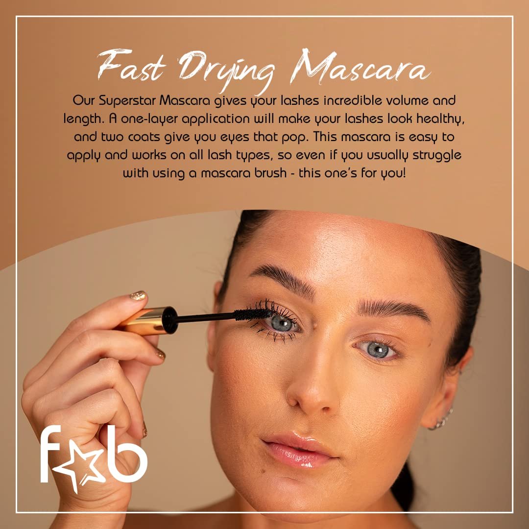 Fab Superstar Mascara: Waterproof Volumizing High Lash Lift Beauty Mascara - Black, 0.35 Fl Oz Avelisse