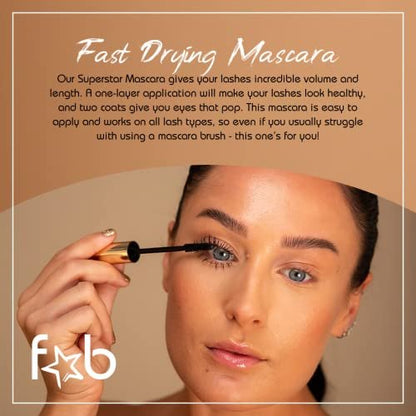 Fab Superstar Mascara: Waterproof Volumizing High Lash Lift Beauty Mascara - Black, 0.35 Fl Oz Avelisse