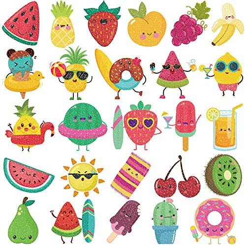 Ooopsiun Summer Glitter Fruit Temporary Tattoos for Kids - 110 Glitter Styles, Watermelon Strawberry Pineapple Tattoos, Birthday Party Favors Avelisse