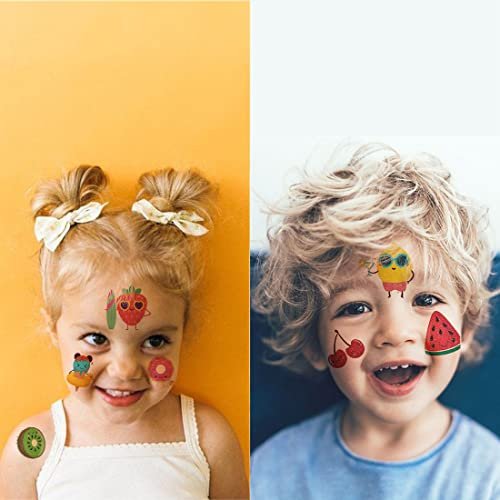 Ooopsiun Summer Glitter Fruit Temporary Tattoos for Kids - 110 Glitter Styles, Watermelon Strawberry Pineapple Tattoos, Birthday Party Favors Avelisse