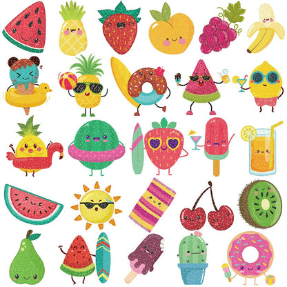 Ooopsiun Summer Glitter Fruit Temporary Tattoos for Kids - 110 Glitter Styles, Watermelon Strawberry Pineapple Tattoos, Birthday Party Favors Avelisse