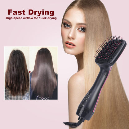 Sonew 2-in-1 Hair Dryer Brush & Straightener Blow Dryer Brush with Negative Ions - Detangles, Smooths Hair, Reduces Frizz & Static (Black) Avelisse