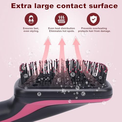 Sonew 2-in-1 Hair Dryer Brush & Straightener Blow Dryer Brush with Negative Ions - Detangles, Smooths Hair, Reduces Frizz & Static (Black) Avelisse