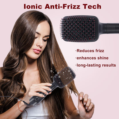 Sonew 2-in-1 Hair Dryer Brush & Straightener Blow Dryer Brush with Negative Ions - Detangles, Smooths Hair, Reduces Frizz & Static (Black) Avelisse