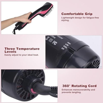 Sonew 2-in-1 Hair Dryer Brush & Straightener Blow Dryer Brush with Negative Ions - Detangles, Smooths Hair, Reduces Frizz & Static (Black) Avelisse