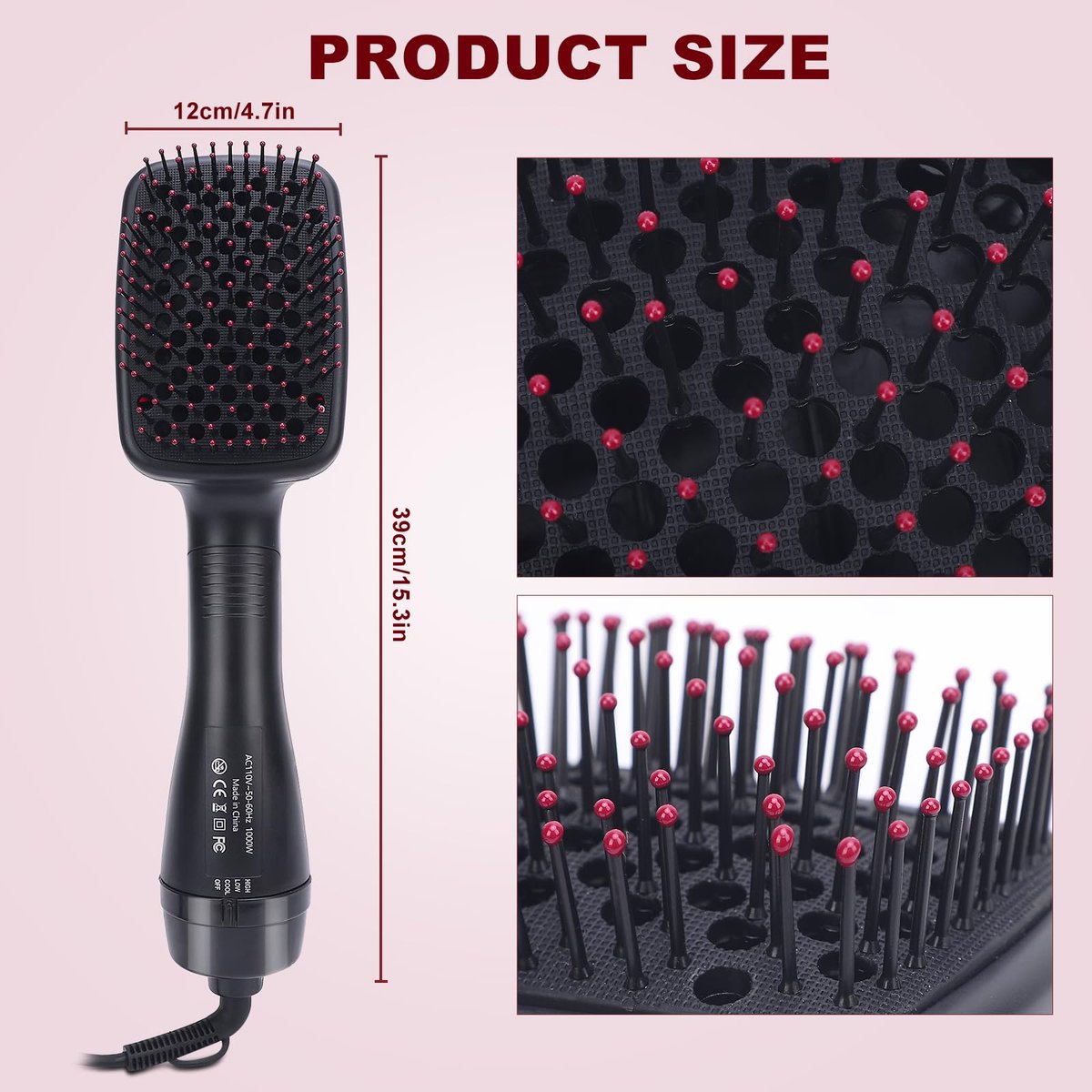 Sonew 2-in-1 Hair Dryer Brush & Straightener Blow Dryer Brush with Negative Ions - Detangles, Smooths Hair, Reduces Frizz & Static (Black) Avelisse