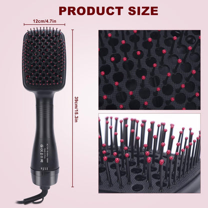 Sonew 2-in-1 Hair Dryer Brush & Straightener Blow Dryer Brush with Negative Ions - Detangles, Smooths Hair, Reduces Frizz & Static (Black) Avelisse