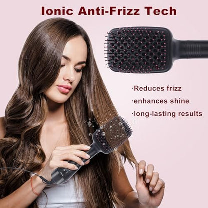 Sonew 2-in-1 Hair Dryer Brush & Straightener Blow Dryer Brush with Negative Ions - Detangles, Smooths Hair, Reduces Frizz & Static (Black) Avelisse