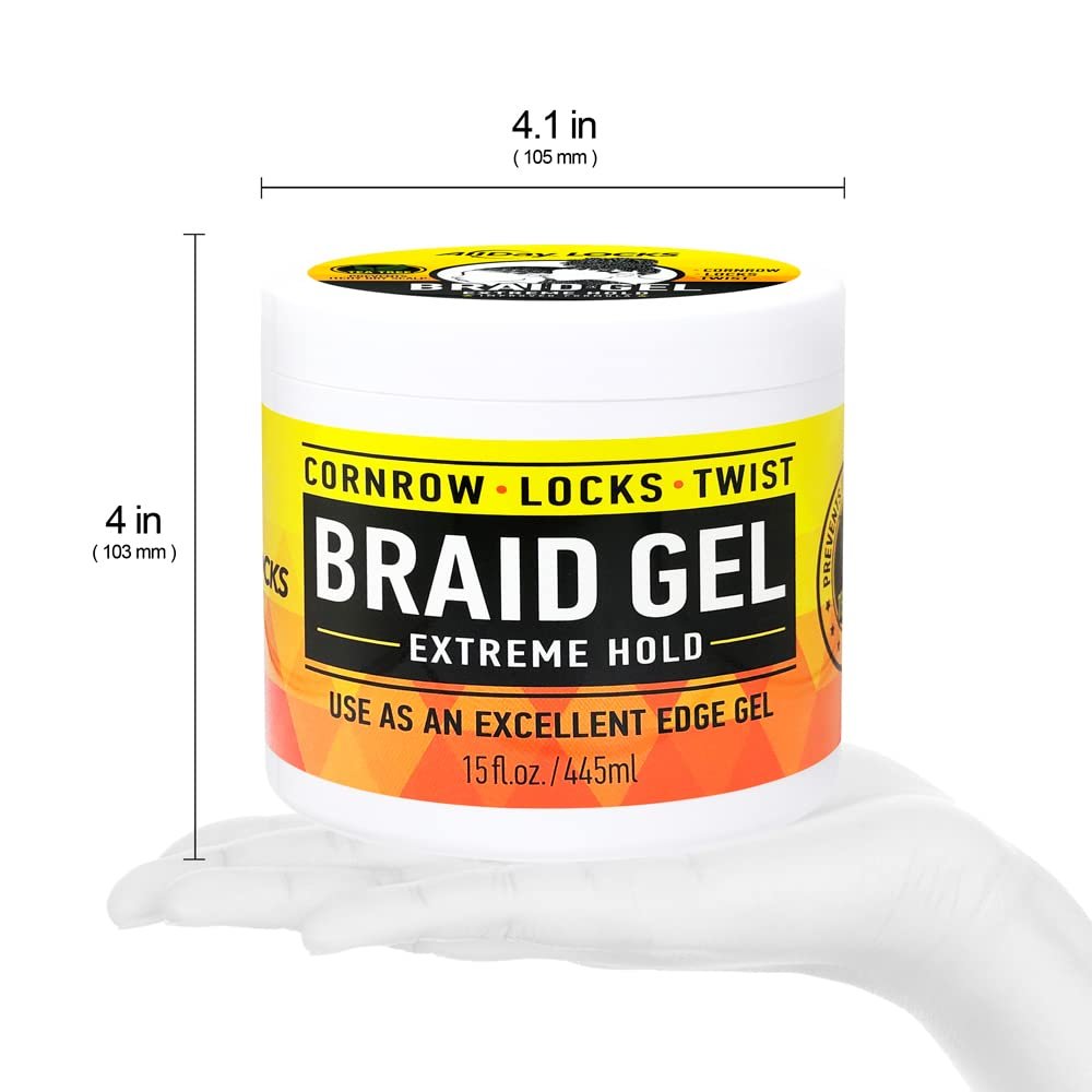 AllDay Locks Braid Gel Extreme Hold – Braiding Gel for Cornrows, Locks & Twisting, Moisturizing Edge Control, Natural Formula, 15 oz - görsel 5