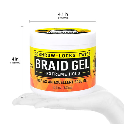 AllDay Locks Braid Gel Extreme Hold – Braiding Gel for Cornrows, Locks & Twisting, Moisturizing Edge Control, Natural Formula, 15 oz
