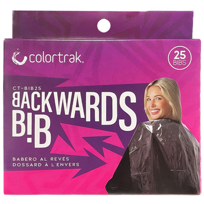 Betty Dain Colortrak Backwards Bib - Disposable Waterproof Salon Cape for Hair Cutting and Dyeing (25-Pack, 24x38 Inches)