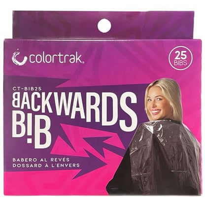 Betty Dain Colortrak Backwards Bib - Disposable Waterproof Salon Cape for Hair Cutting and Dyeing (25-Pack, 24x38 Inches)
