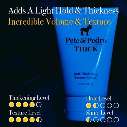 Pete & Pedro THICK Hair Cream - Light-Holding Thickening & Texture Styling Cream for Fine, Thin, & Thinning Hair, Men & Women, 4 oz Avelisse
