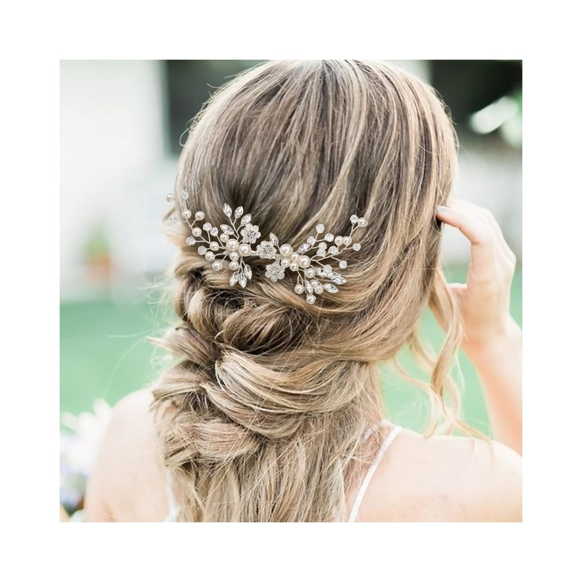EVER FAITH Marquise Crystal & Pearl Leaf Bridal Hair Comb - Elegant Wedding Side Comb for Bride Bridesmaids - görsel 1