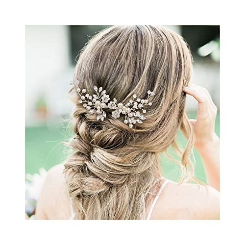 EVER FAITH Marquise Crystal & Pearl Leaf Bridal Hair Comb - Elegant Wedding Side Comb for Bride Bridesmaids - görsel 2