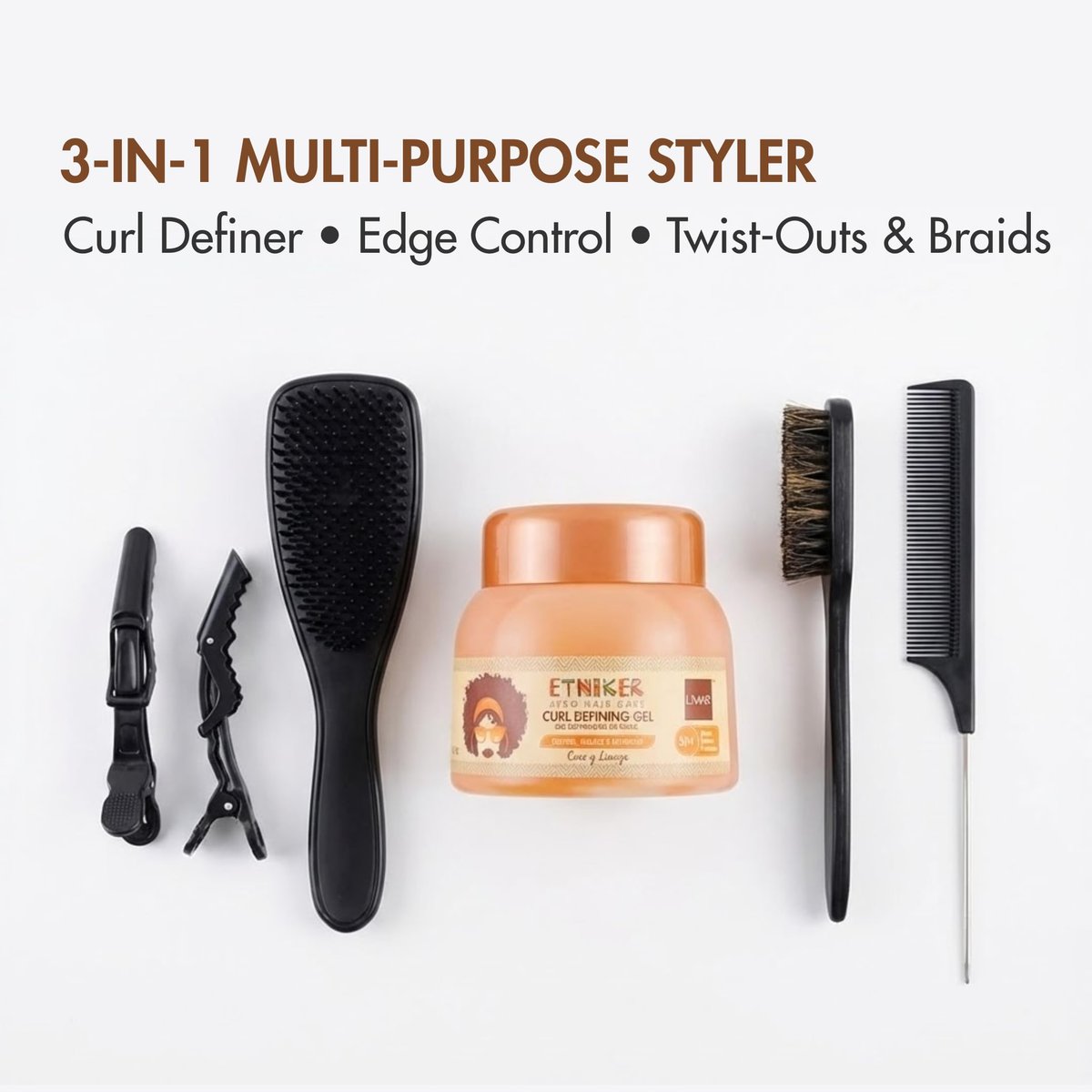 Etniker Curl Defining Gel – Salon Level Control for Curly & Wavy Hair, 10.5 oz Avelisse