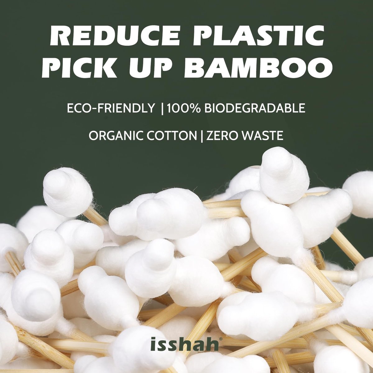 Isshah Baby Cotton Swabs – 108 Count, FSC Certified Bamboo Handle, Biodegradable & Eco Friendly Safety Cotton Buds - görsel 5