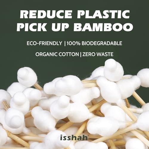 Isshah Baby Cotton Swabs – 108 Count, FSC Certified Bamboo Handle, Biodegradable & Eco Friendly Safety Cotton Buds - görsel 6