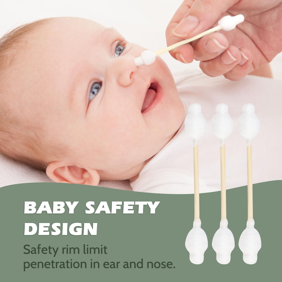 Isshah Baby Cotton Swabs – 108 Count, FSC Certified Bamboo Handle, Biodegradable & Eco Friendly Safety Cotton Buds - görsel 7