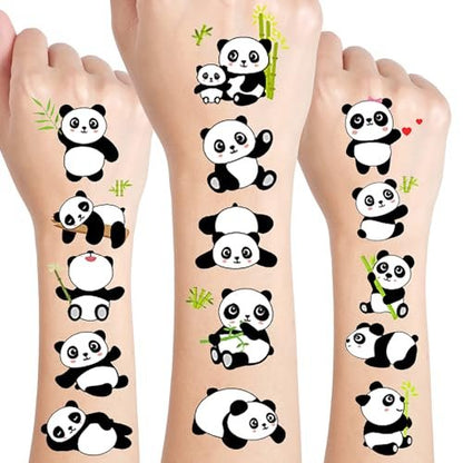 120 PCS (24 Sheets) Panda Temporary Tattoos - Birthday Decorations & Panda Party Favors