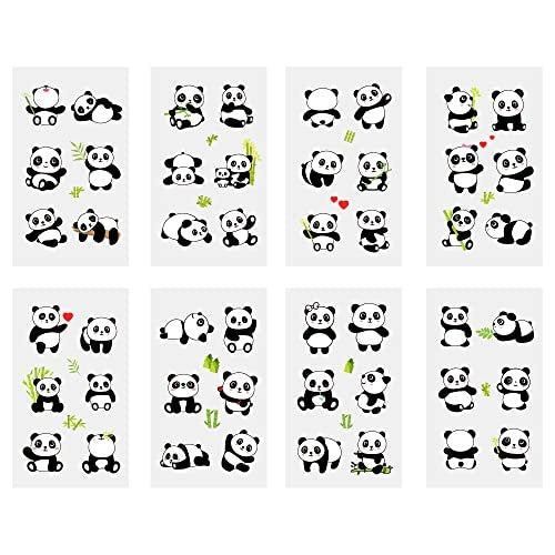 120 PCS (24 Sheets) Panda Temporary Tattoos - Birthday Decorations & Panda Party Favors - görsel 4